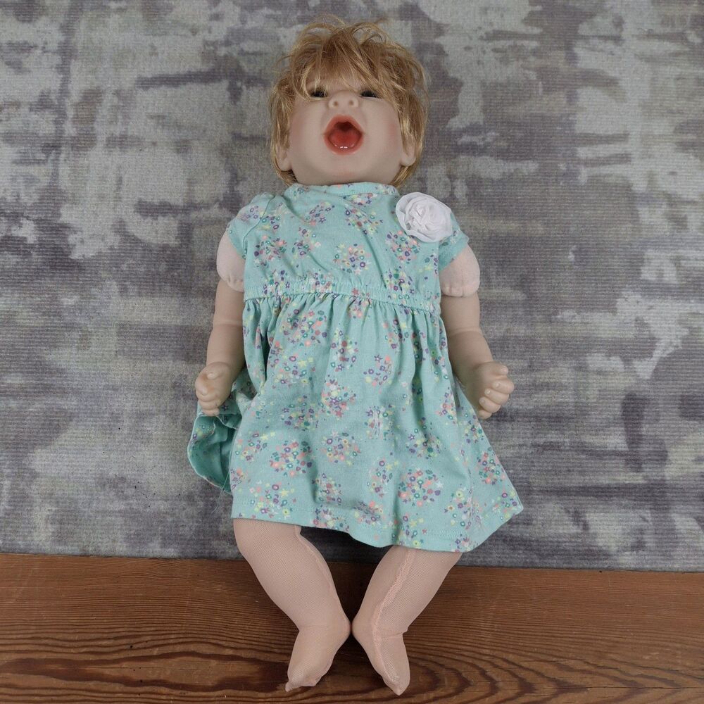 Aori Reborn Baby Doll Girl 21" Realistic Lifelike Blonde Blue Eyes Open Mouth
